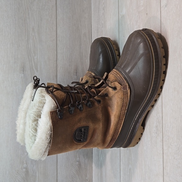 Vintage Sorel Mens Leather Duck Boots Insulated lined shoes sz 9 - Picture 1 of 12